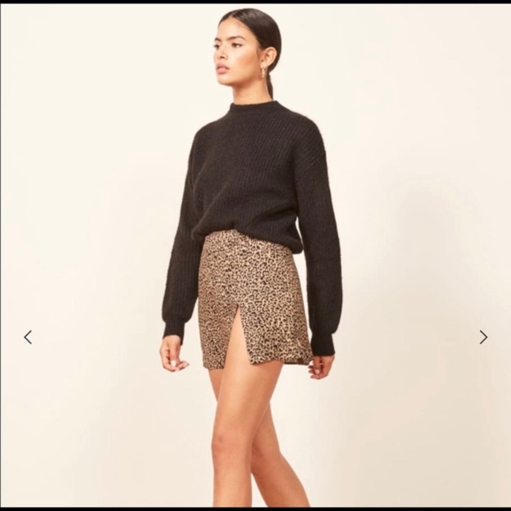 Reformation Cheetah Slit Mini Skirt